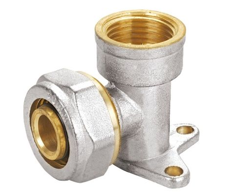 Messing-Pex-Al-Pex-Fitting, Nickel überzogener weiblicher Wand-Platten-Ellbogen